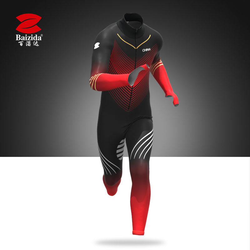 百淄达短道大道速滑服连体滑冰服轮滑服成人儿童3d立裁减风阻超弹