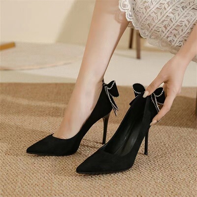 单鞋韩版细跟蝴蝶结高跟鞋