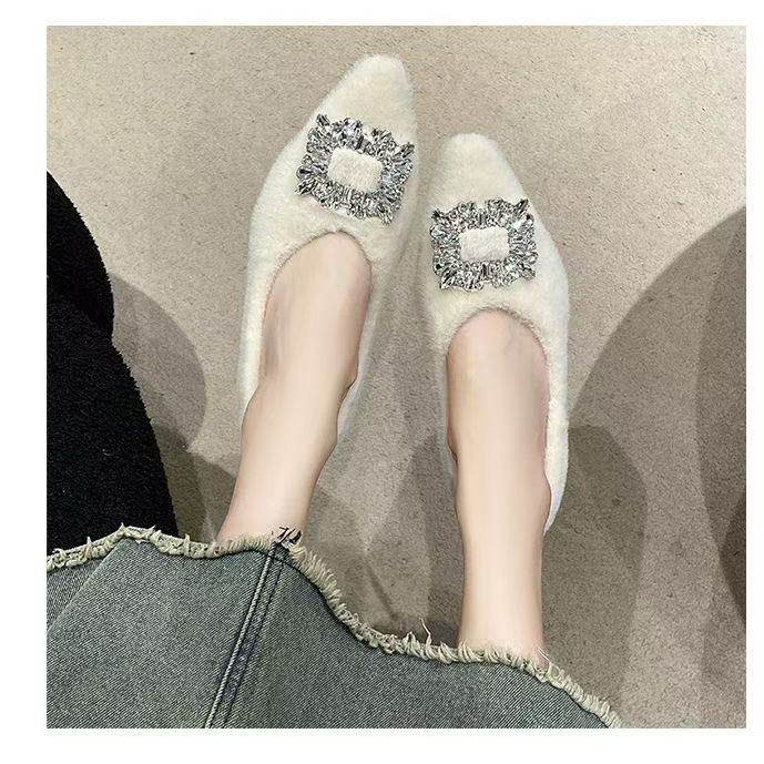 2026法式新款平底鞋温柔风尖头单鞋女毛毛鞋女秋冬外穿加绒保暖,女鞋,浅口单鞋,淘宝优惠券,粉丝福利购,淘宝优惠卷