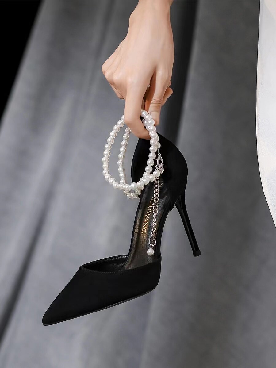 绝美高跟鞋女2023年新款细跟单鞋小众设计感气质包头凉鞋夏季珍珠,女鞋,时装凉鞋,淘宝优惠券,粉丝福利购,淘宝优惠卷