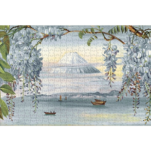 米开朗拼图1000片浮世绘-紫藤富士山 风景摄影梦幻玩具益智好礼物