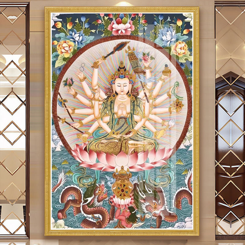 准提菩萨十字绣2025新款准胝佛母唐卡佛像家用画像贴全砖5d钻石画