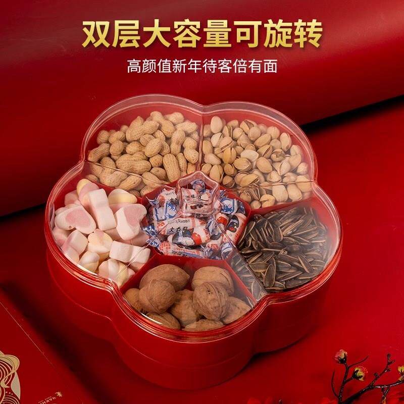 日本新款过年干果收纳盒糖果盘坚果家用客厅茶几零食瓜子水果盘子
