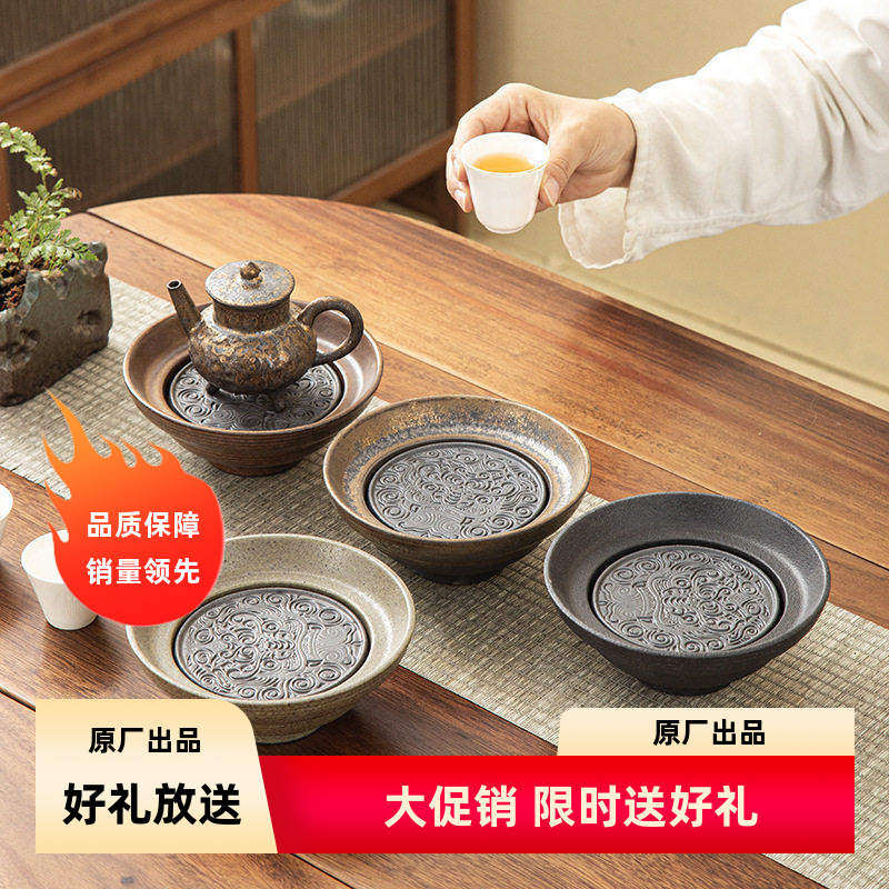 醒狮壶承复古干泡茶台紫砂壶托垫盘储水茶盘手工养壶垫茶具配件