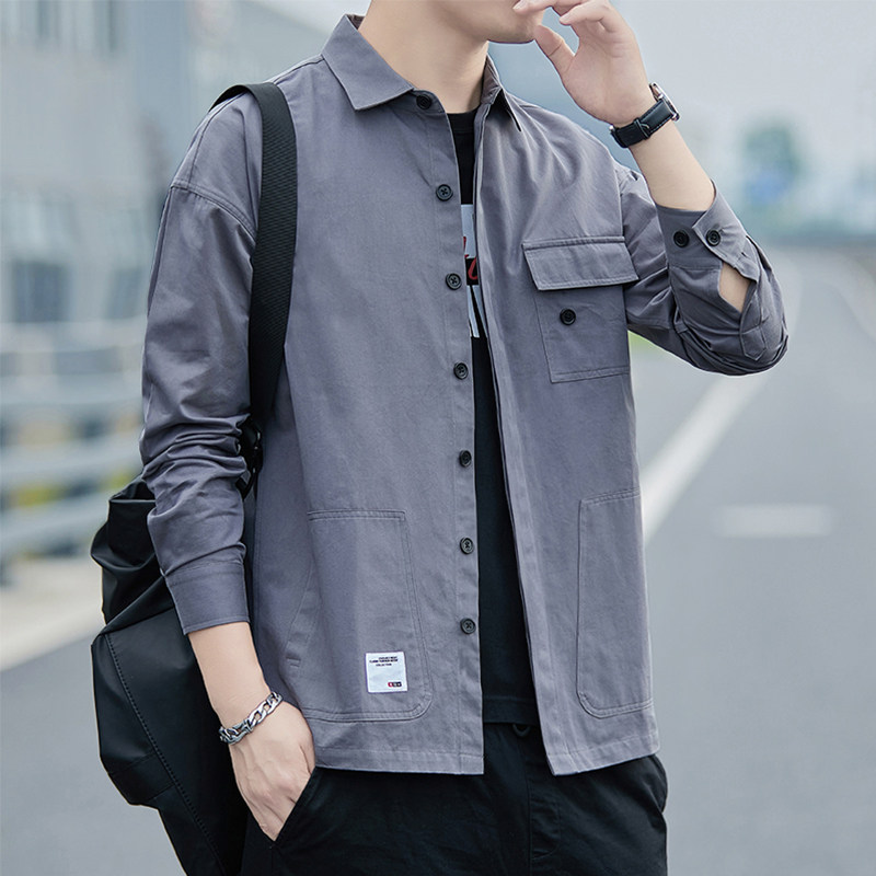 智快鱼群豪素拼官方旗舰店潮流前线唯品会官网男装正品牌洛兹衬衫