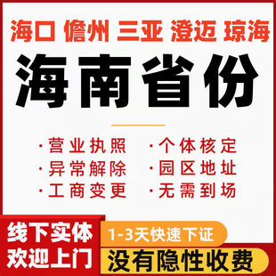 海南公司注册记账报税营业执照代办海口三亚注销变更个体核定地址