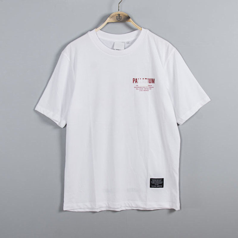 特价潮牌好货男夏季纯棉短袖T恤宽松潮款logo刺绣tee白色红字印花