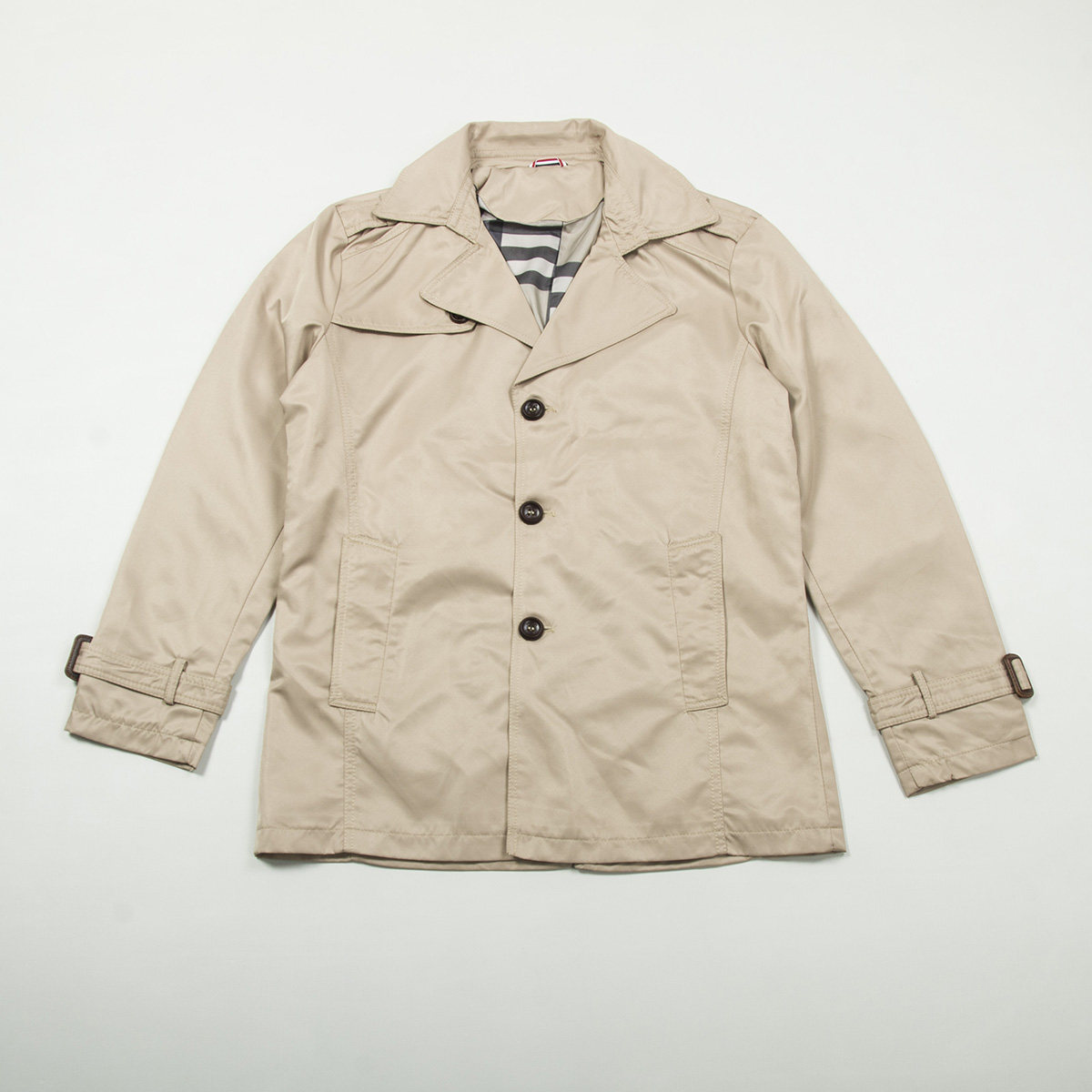 卡其色英伦风短款风衣男经典单排扣翻领外套商务休闲百搭上衣,男装,风衣,淘宝优惠券,粉丝福利购,淘宝优惠卷