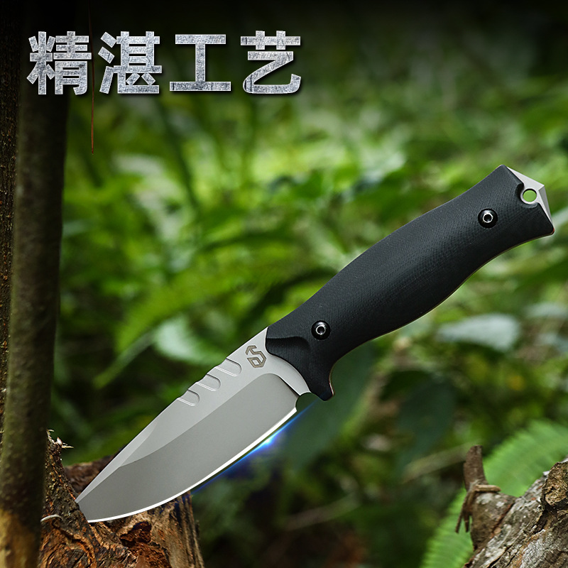 索道四件套野外生存刀越境户外刀 D2战术刀开刃锋利防身刀具冷兵