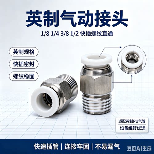 接头铜镀镍英制pc1/4-02快速