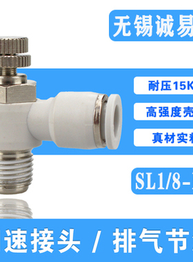 英制接气动接头SL1/8-01节流阀SL1/4-02插管SL1/8-M5可调SL1/2-03