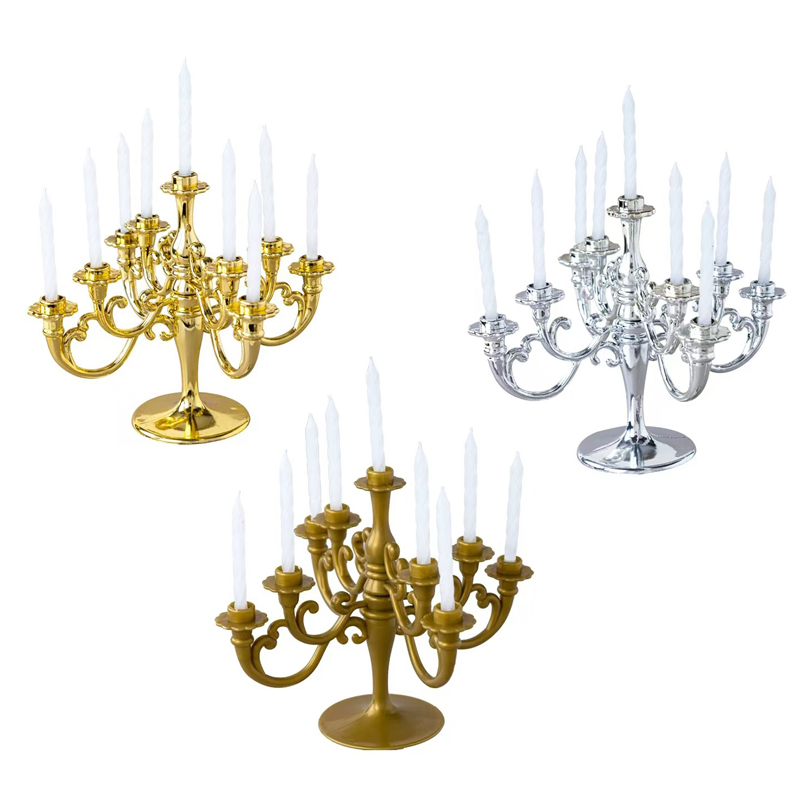 复古欧式金色小烛台蛋糕摆件