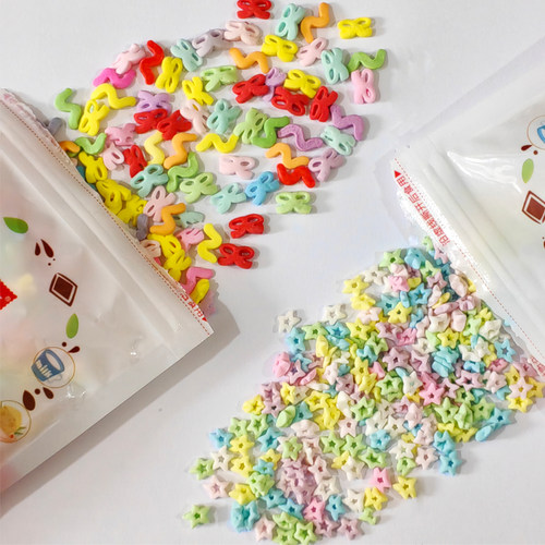 马卡龙镂空星星切片糖珠 多巴胺蝴蝶结切片糖 生日蛋糕装饰糖珠