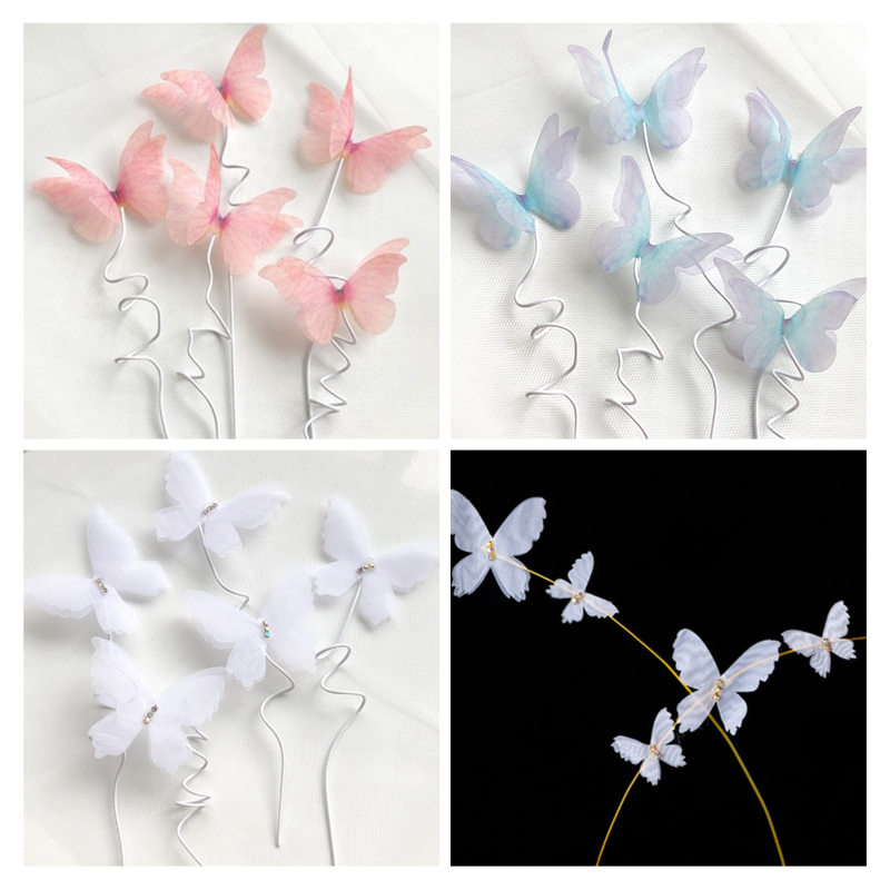 烘焙蛋糕装饰糯米纸蝴蝶白色