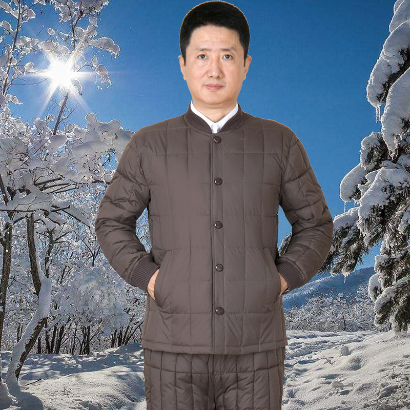 加肥加大肥佬棉内胆棉服套装立领中老年爸爸加厚保暖棉衣棉裤