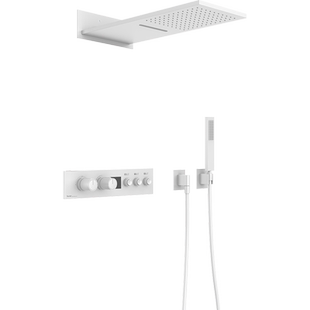 鼎菲暗装恒温数显花洒瀑布顶喷嵌入式淋浴套装隐藏全铜白色