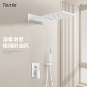 瀑布冷热顶喷嵌入式 鼎菲暗装 花洒淋浴套装 入墙隐藏全铜白色