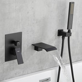 龙头嵌入式 黑色暗装 浴缸水龙头冷热入墙式 鼎菲压力平衡阀瀑布式