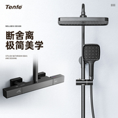 鼎菲淋浴花洒套装 铜淋雨卫浴沐浴器明装 冷热增压枪灰色家用