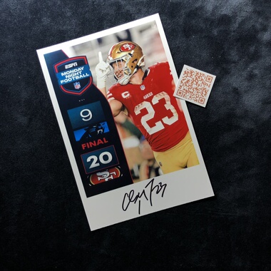 NFL 克里斯蒂安麦卡弗里 Christian McCaffrey CMC 亲笔签名照片