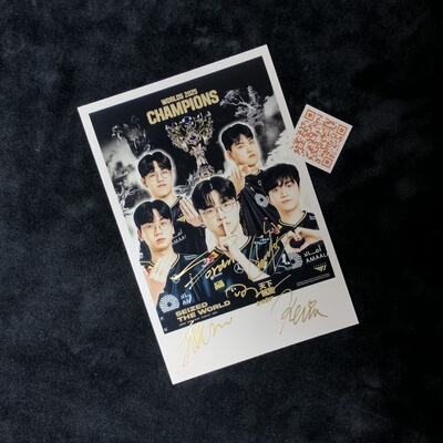 英雄联盟 T1 DORAN ONER KERIA FAKER DUMAYUSI 亲签照 2025冠军