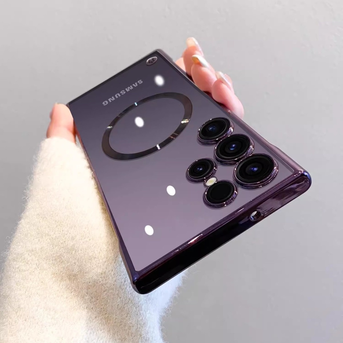 适用三星S25plus手机壳超薄无边框磁吸s23Ultra透明防摔保护套S24