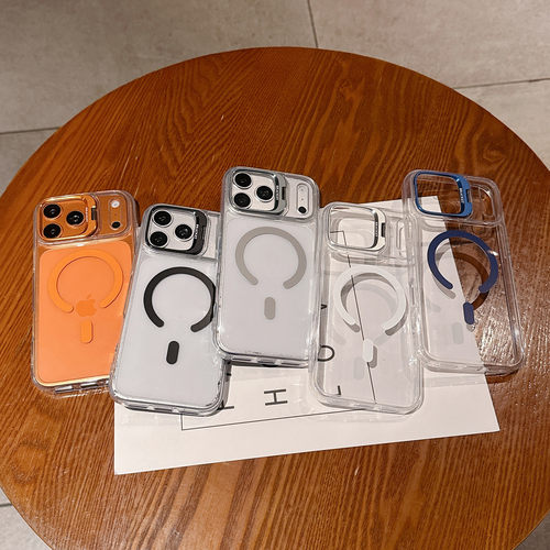 适用 iPhone 17 Pro Max镜头E2支架透明磁吸壳苹果 11 12 13 14 15 16 plus亚克力高级感17Air防摔手机壳批发