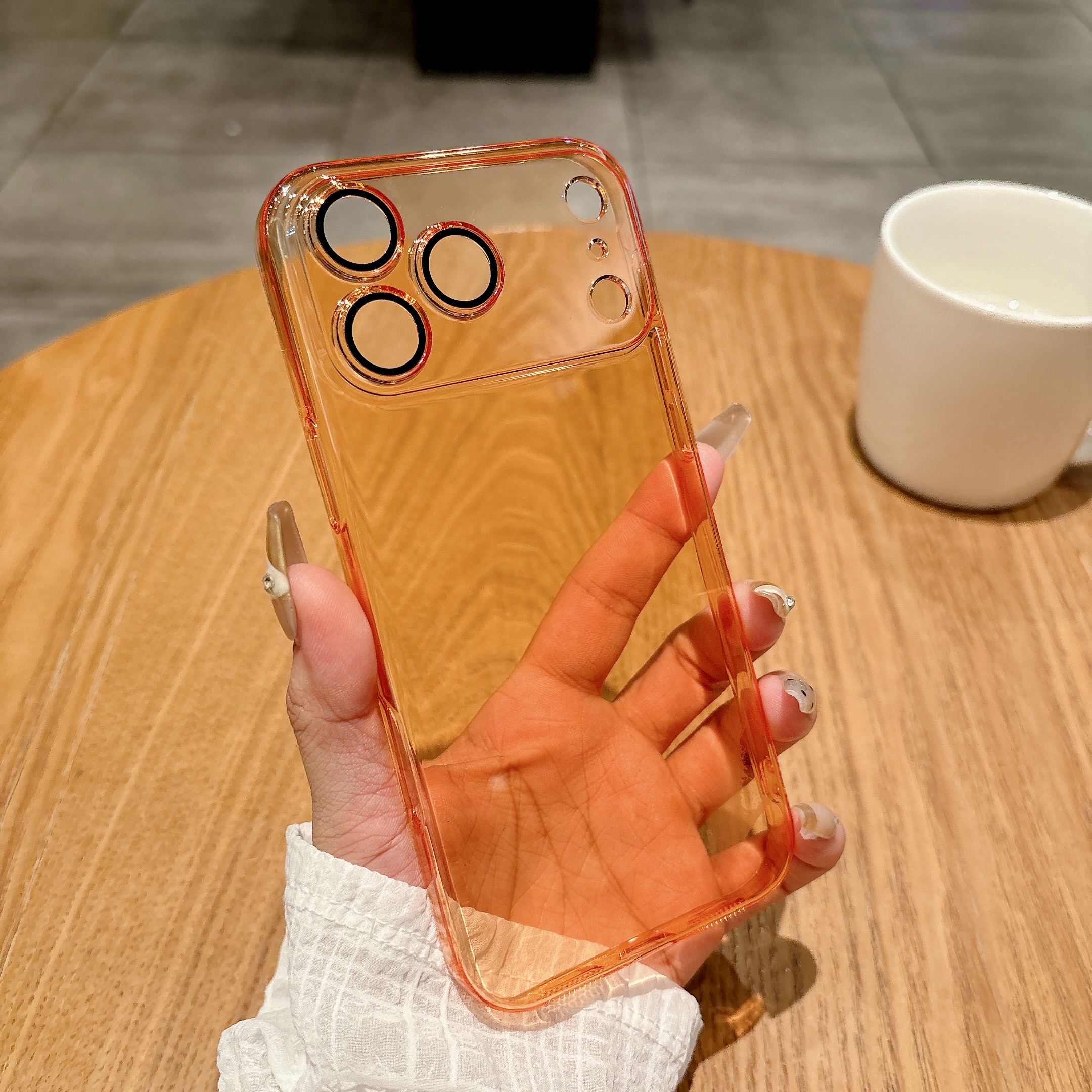 适用iphone17 pro新款PC全包超薄带镜头膜手机壳苹果16pro max透明15 14 13 12 11橙色防摔Air保护套批发