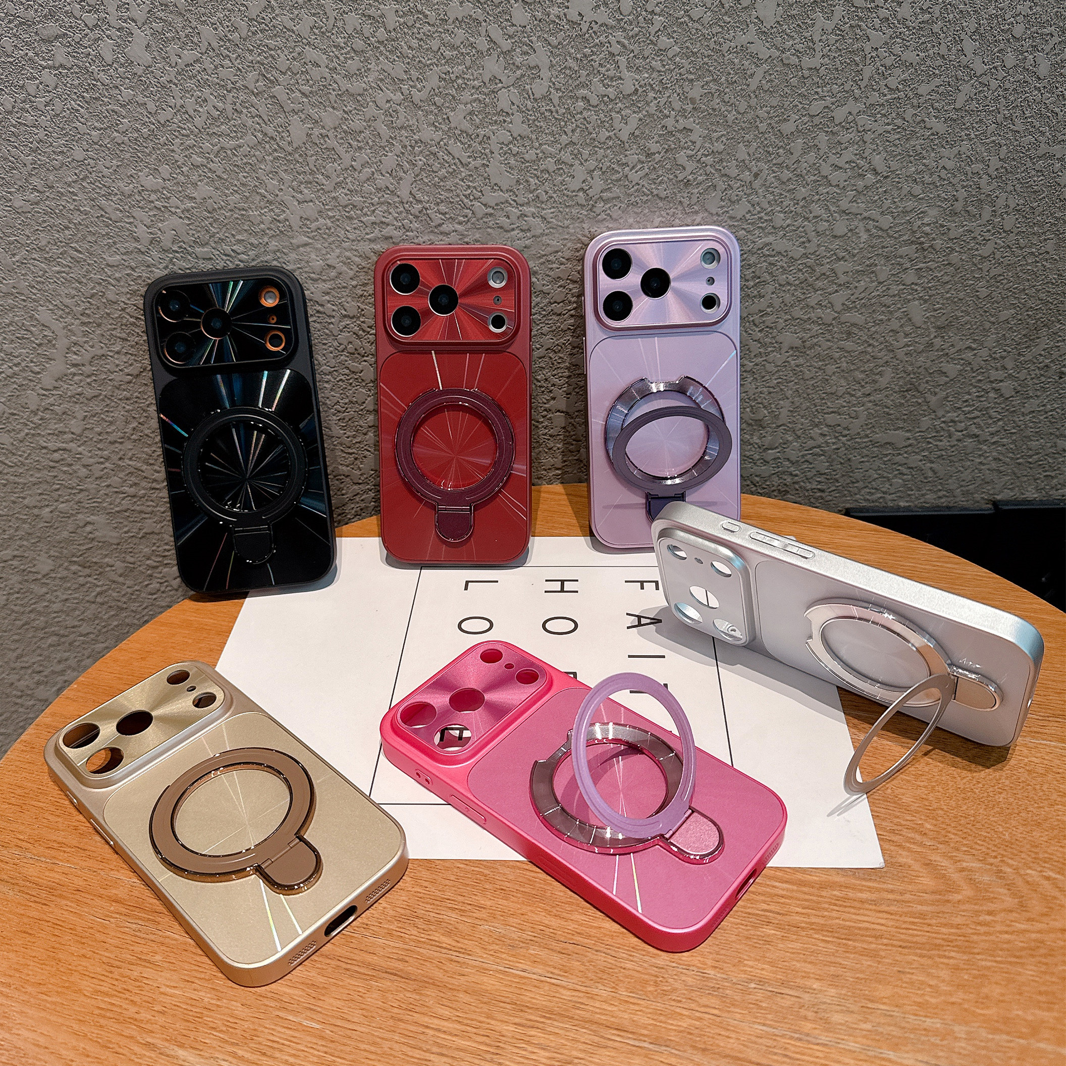 适用 iPhone 18 17 16 15 Pro Max极光CD纹360支架磁吸手机壳苹果 13 14 Pro全包防摔大视窗高级感保护套批发