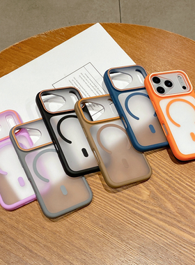 适用苹果 17pro新款魅眼磁吸亚克力大视窗手机壳iPhone16pro max高级感橙色15 14 13 12 11防摔Air保护套批发