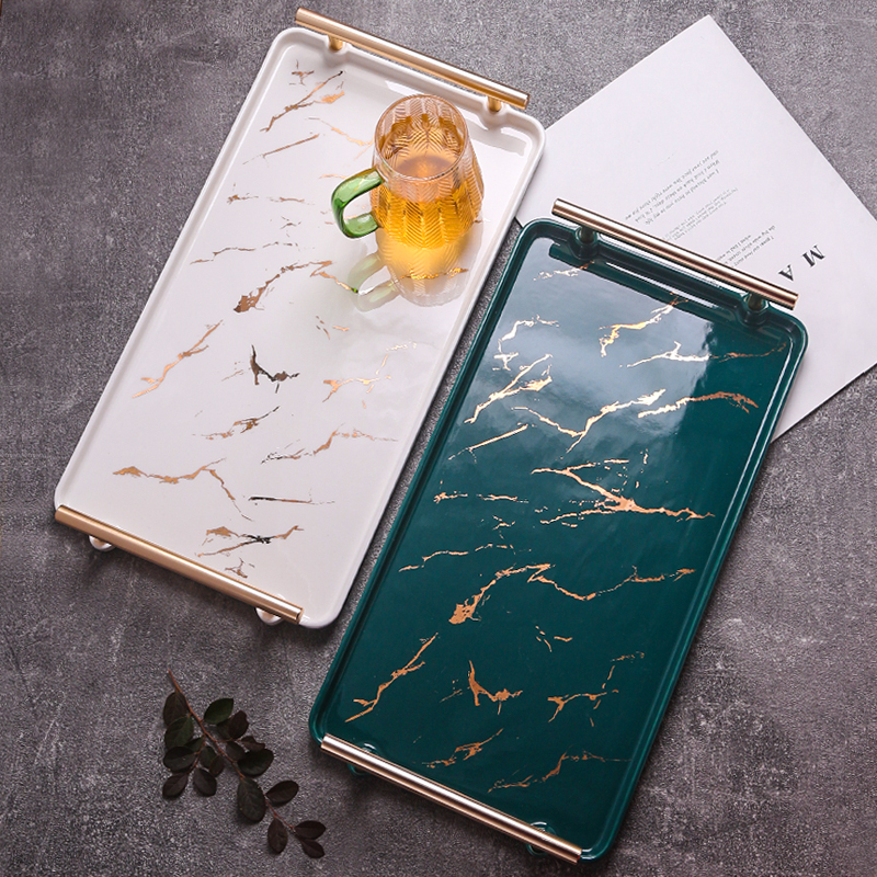 大理石托盘长方形茶几水杯盘子