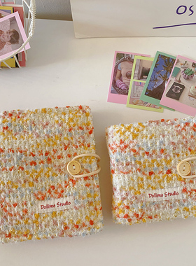 Dollimo原创一宫格二宫卡册单格可爱三寸小卡活页收纳册 小香风金丝豆豆爱豆专辑拍立得小卡保护收藏展示相册