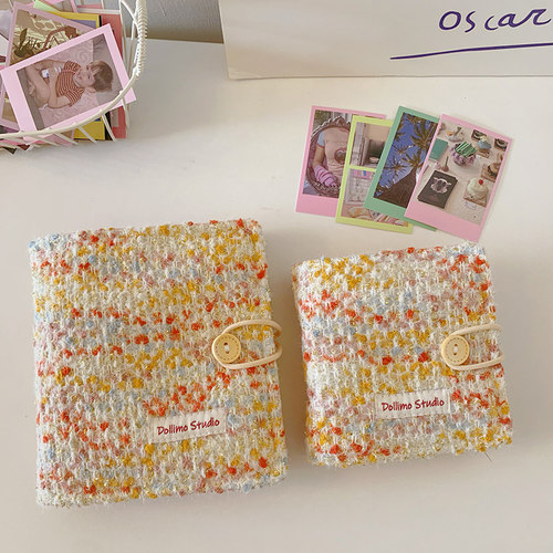 Dollimo原创一宫格二宫卡册单格可爱三寸小卡活页收纳册 小香风金丝豆豆爱豆专辑拍立得小卡保护收藏展示相册