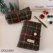 Dojia原创覆古羊毛混纺毛纺笔记本深绿色格纹活页笔记本A5A6文学