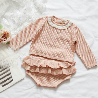 春秋女童纯棉针织毛线两件套装