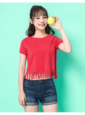 短袖韩版高腰女夏打底衫