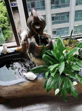 室内阳台水系景观水缸循环流水造景摆件陶罐成品鱼池假山喷泉水景