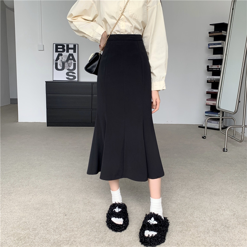 半身裙女秋冬包臀a字鱼尾中长裙