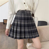 A plump mma plaid pleated skirt for women's autumn and winter, a retro school style, large-sized elastic waist, versatile short skirt thumbnail 2