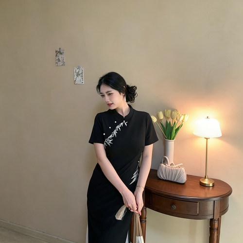 大码夏季胖妹妹新中式显瘦旗袍