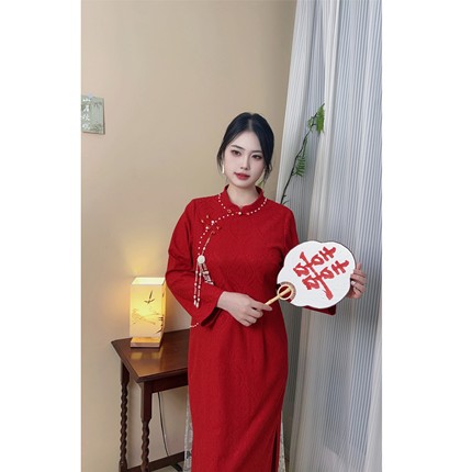 【自制款】大码胖mm新中式旗袍红色结婚订婚礼服回门连衣裙敬酒服
