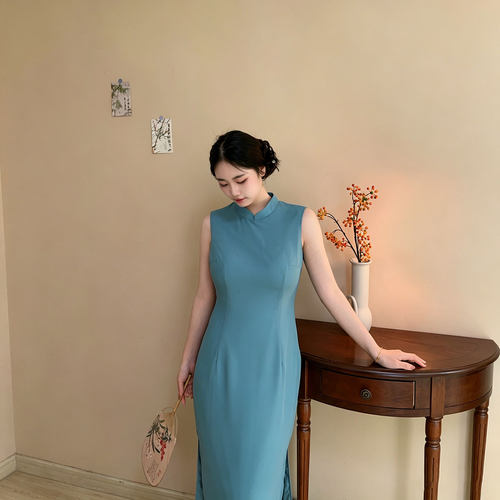 胖妹妹新中式清冷感无袖显白旗袍