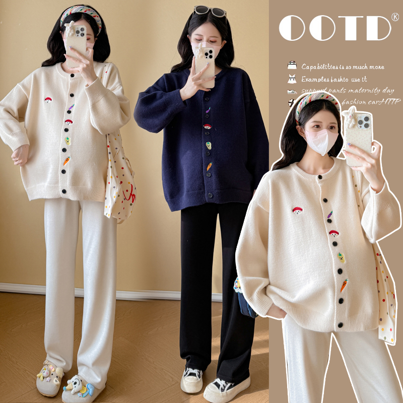 大码孕妇毛衣开衫外套秋冬上衣女