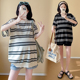 2026新款 t恤夏季 条纹针织休闲宽松显瘦百搭上衣200斤 孕妇短袖 大码