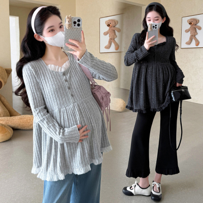 大码孕妇装上衣秋季针织娃娃衫女