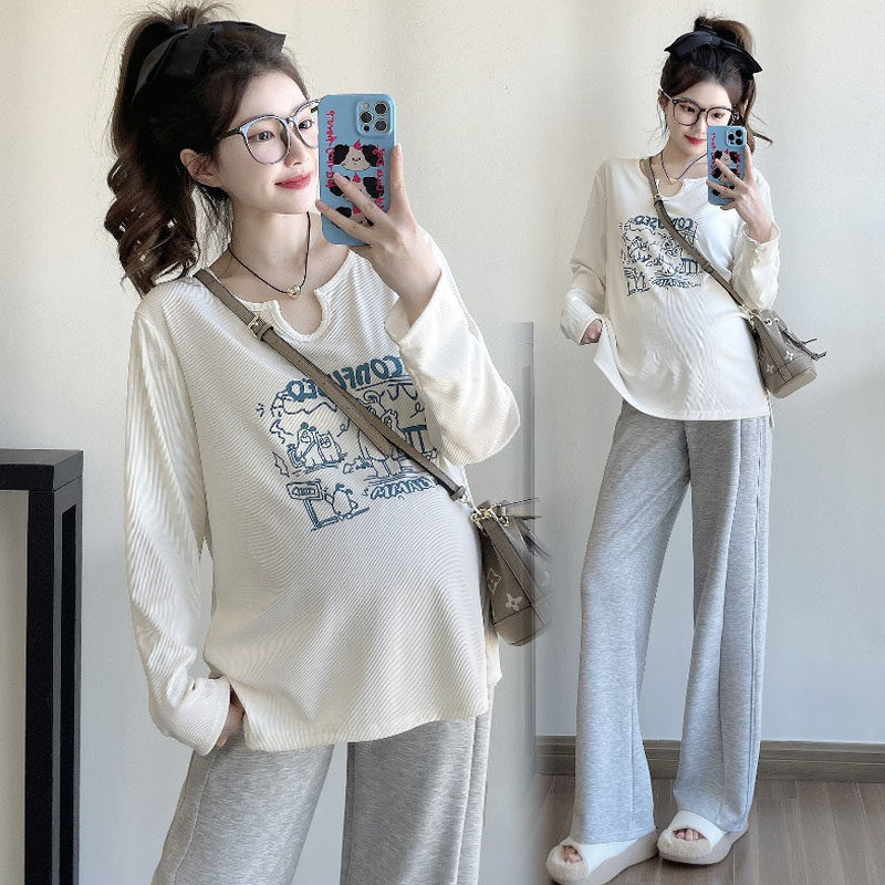 大码孕妇T恤春秋长袖上衣打底衫