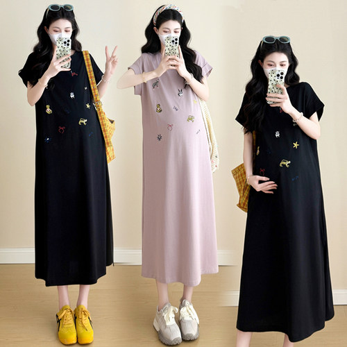 大码孕妇连衣裙夏装短袖T恤裙女