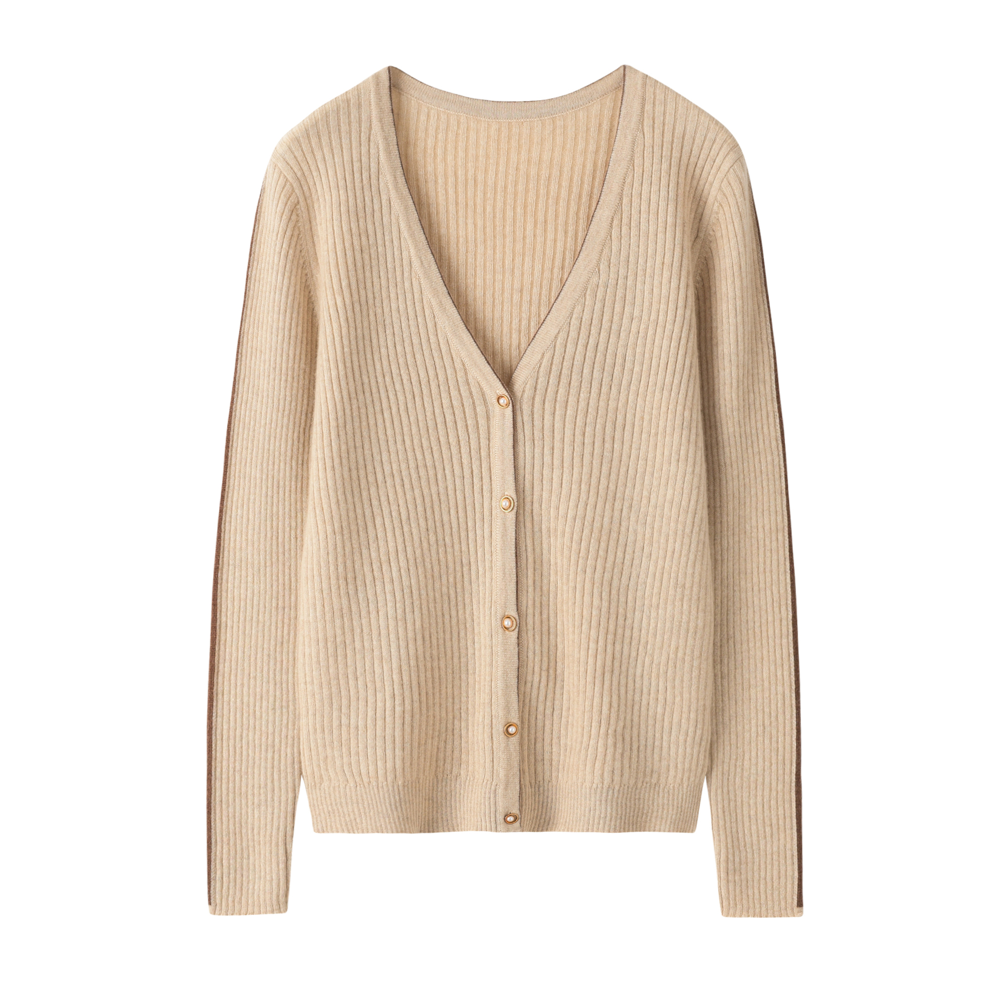 其乐绒绒纯羊绒修身女开衫女毛衣