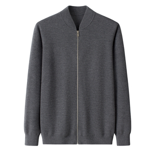 鄂尔多斯市精纺山羊绒双股加厚男开衫 精纺羊绒细纱男外套纯山羊绒