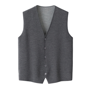 开背衫 鄂尔多斯市精纺山羊绒加厚双色马甲精纺纯羊绒双股开衫 无袖